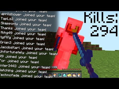 Minecraft UHC but if you ELIMINATE a player, they join your TEAM.