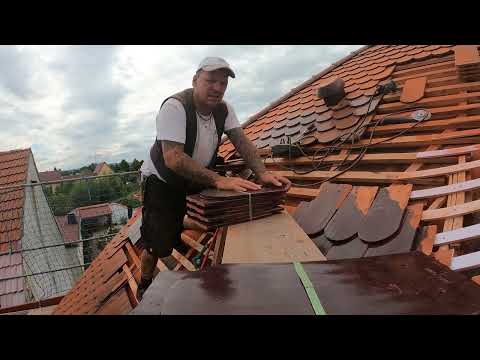 Hechtgaube mit Biber ankehlen - Trapezgaube Biberschwanzdeckung - Biberdach bei Torgau - Dachdecker