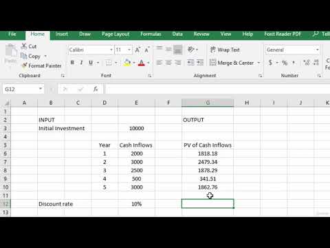 Preparing a business project valuation model in Excel