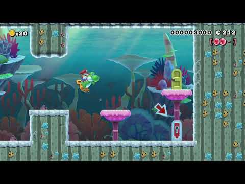 水中のハナチャン (UNDERWATER WIGGLER) by すたっちメーカー - Super Mario Maker - No Commentary 1bm