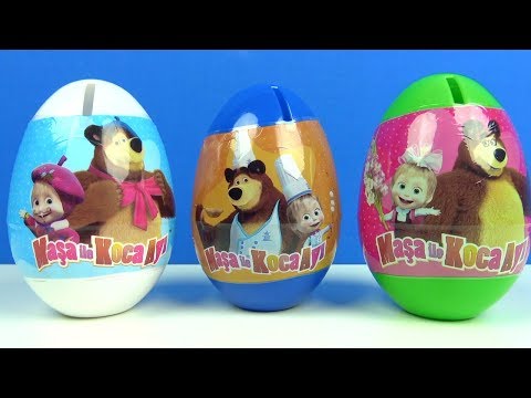 Maşa ile Koca Ayı Sürpriz Yumurta Masha and the Bear Surprise Egg with Toys Figure Funny Play Doh