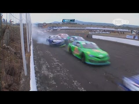 NASCAR PEAK Mexico Series 2018. Trióvalo Internacional de Cajititlán. Multiple Crash