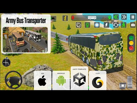 Unity template -  Army Bus Transporter Coach Fun simulation and parking 3D