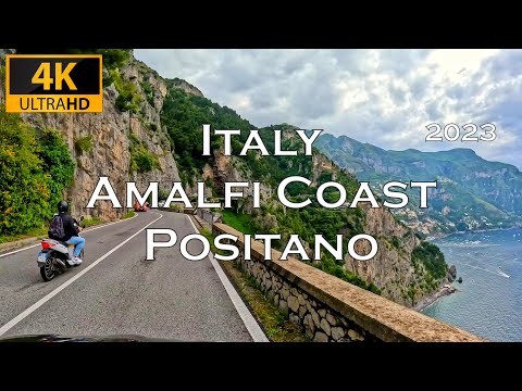 Driving Scenic Road to Positano with Ambient Sound | Amalfi Coast, Italy 4K