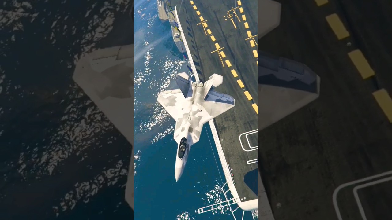 F-22 Performs Bombing Run on Aircraft Carrier 精密攻撃：F-22が空母に爆撃 - 究極の戦闘ミッション