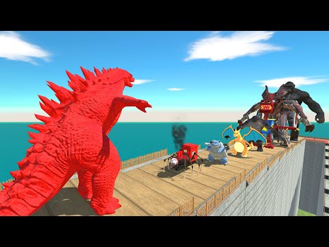 Godzilla Classic Red vs King Kong DEATH FALL - Animal Revolt Battle Simulator