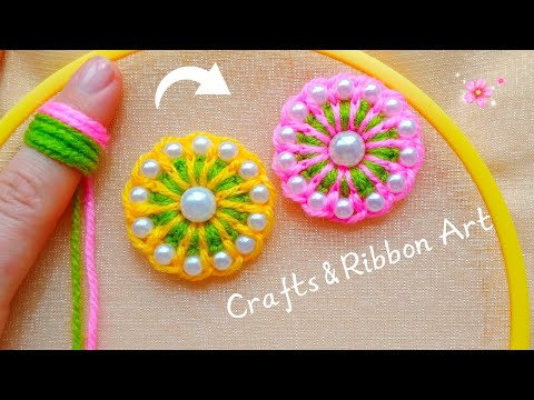 It's so Cute 💖🌟 Super Easy Woolen Flower Making Trick with Finger - DIY Amazing Woolen Flower Design