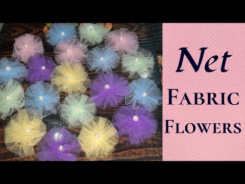 How to make net fabric flowers || net fabric flowers || easy method || Ojasvi creations..