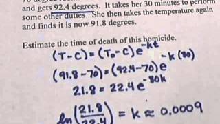 Coroner Time of Death problem (solving exponentials)