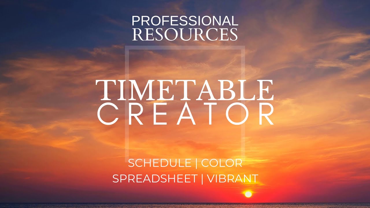 Timetable Creator | Editable | Schedule | Weekly | Spreadsheet