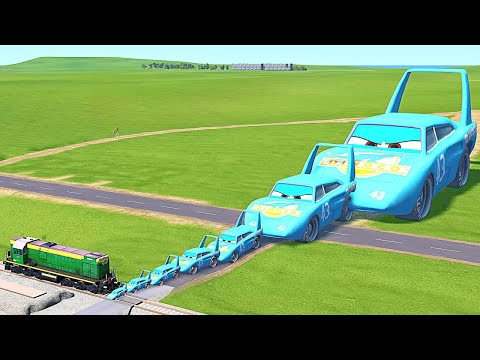 Big & Small Lightning McQueen Monster Wheels vs Pixar Cars with Big Wheels in BeamNG Drive #6