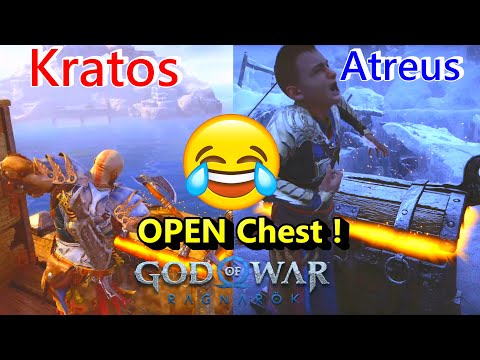 God of War Ragnarok - Kratos Open Treasure Chest ! VS Atreus Open Treasure Chest !