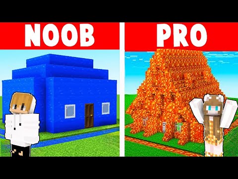 Yasi_ - NOOB vs PRO: WATER VS LAVA HOUSE BUILD CHALLENGE In Minecraft