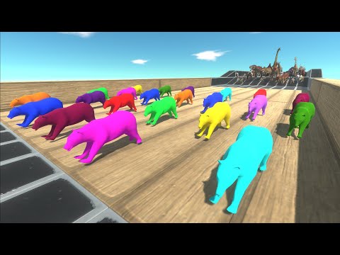 Race to eat Neon Grizzly Bears - Animal Revolt Battle Simulator