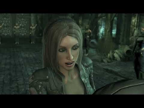 Trailer frame of Batman gliding through searchlights between gothic towers