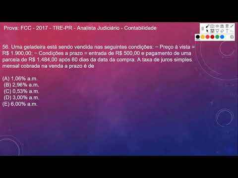 MATEMÁTICA FINANCEIRA Prova: FCC - 2017 - TRE-PR - Analista Judiciário - Contabilidade- #QUESTÃO56