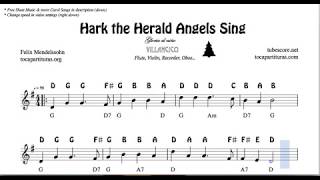 Hark the Herald Angels Sing Notes Sheet Music for Flute Violin Oboe Voice Easy Christmas Song