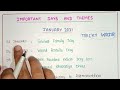 IMPORTANT NATIONAL AND INTERNATIONAL DAYS AND THEMES JANUARY 2021 TAMIL