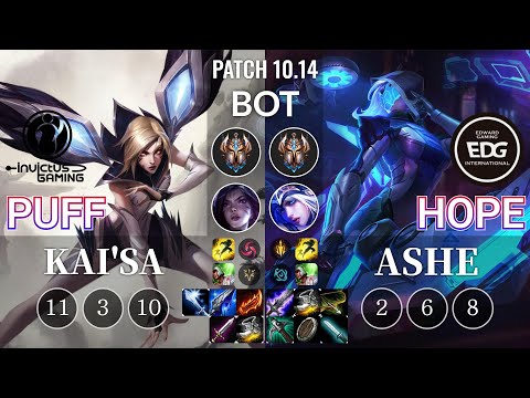 IG Puff Kai'Sa vs EDG Hope Ashe Bot - KR Patch 10.14