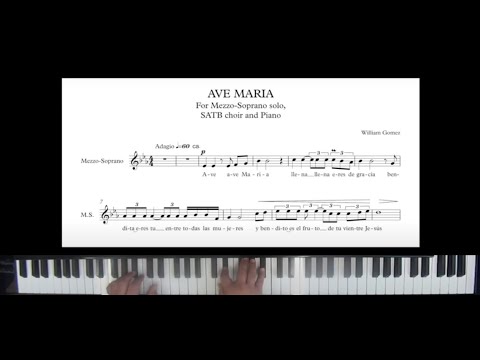 AVE MARIA, William Gomez (Acompañamiento de Piano / Piano Accompaniment) Partitura / Sheet Music.