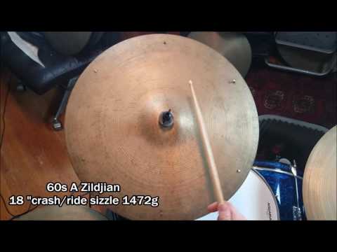 60s A Zildjian 18" vintage crash ride sizzle cymbal 1472g unique plate image 8