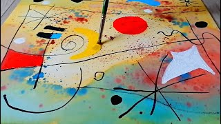 How to Paint Like Joan Miro | Abstract Acrylic Techniques | Easy for Beginners |