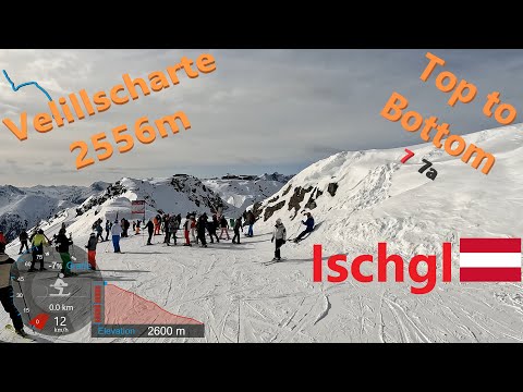 [4K] Skiing Ischgl, Velillscharte 2556m Top to Bottom, Skipiste 7 and 7a, Austria, GoPro HERO11