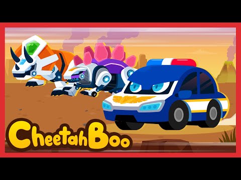 Let’s go on an adventure😁 | Dino Car Songs | Dinosaur & Police Car | Nursery rhymes | #Cheetahboo