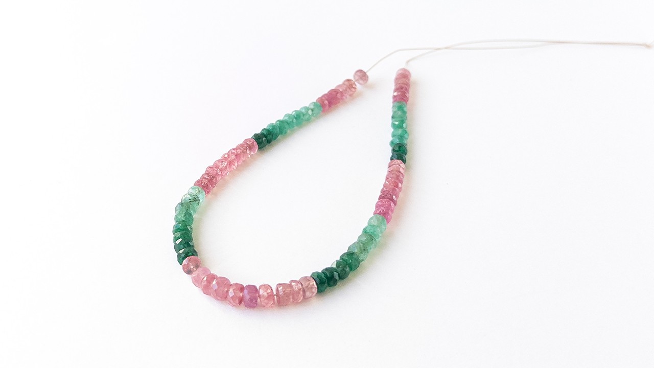 Ruby and Emeralds | Faceted Rondelle | 4.7-5.3mm Bead Size | 20cm Strand Length | 45 Carats video