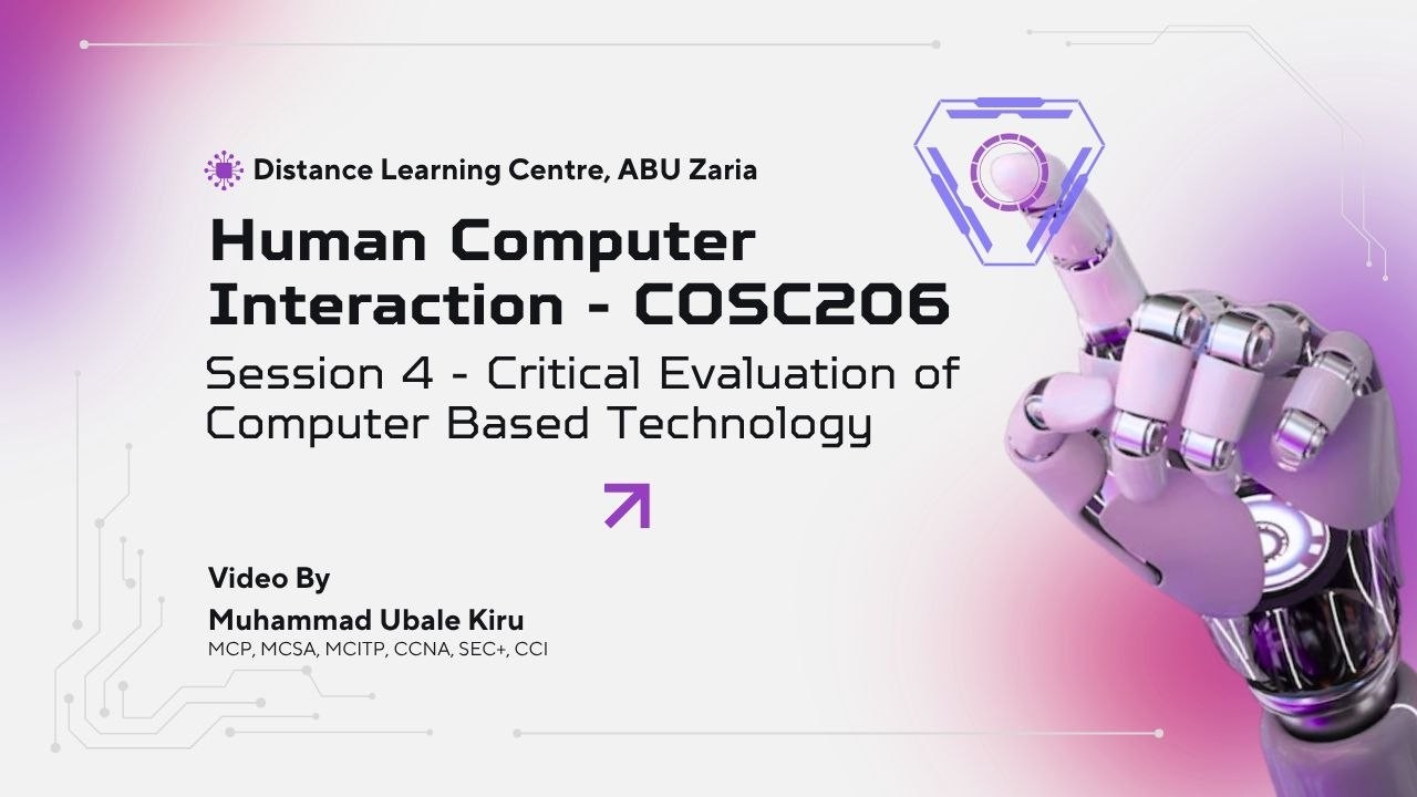 Human Computer Interaction HCI - Tutorial Session 4