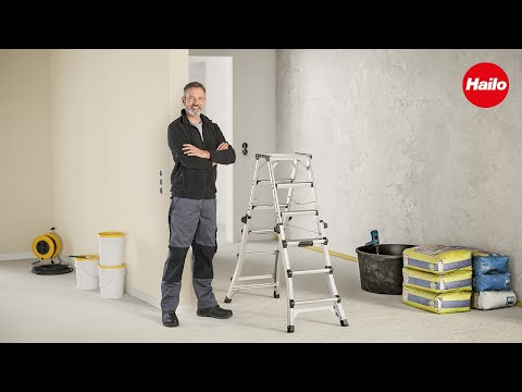 HAILO D100 TL TopLine - Alu-Teleskop-Doppelstufenleiter / Alu telescopic double-sided step ladder