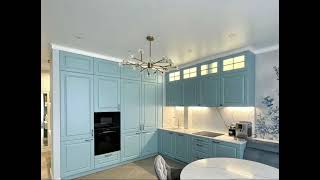 Неоклассическая угловая голубая кухня Проект 112 фото 5