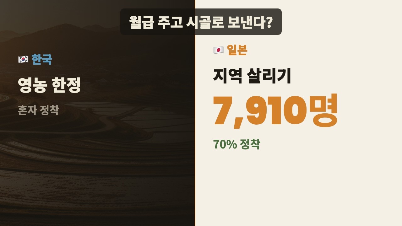 일본 지역부흥협력대 — 월급 주고 시골에 보낸 7,910명, 70%가 정착한 제도의 구조와 시사점
