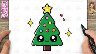 How to Draw a Cute Christmas Tree - Easy Step-by-Step for Kids!
