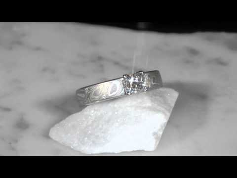 Lab-Created Diamond Mokume Engagement Ring
