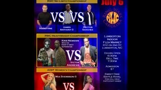 preview picture of video 'Lumberton NC July 6, 2013 RWC Tag Team Title match Real Steel(C) vs. Diego Vasquez & Petey Bangz'