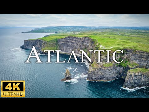 FLYING OVER ATLANTIC (4K UHD) - Relaxing Music Along With Beautiful Nature Videos - 4K Video HD