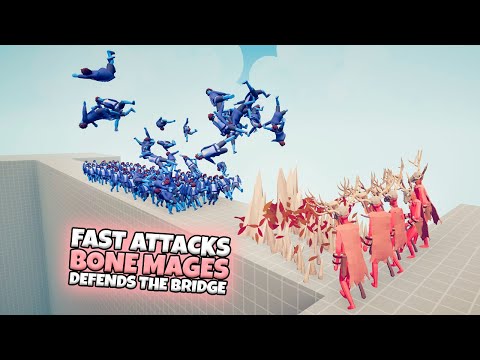 FAST ATTACKS BONE MAGES DEFENDS THE BRIDGE VS EVERY FACTION | TABS GAMEPLAY