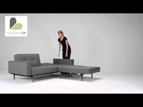 SPLITBACK Wood Schlafsofa mit Armlehnen & Sessel von Innovation - Dunkle Holzfüße - mysofabed.de