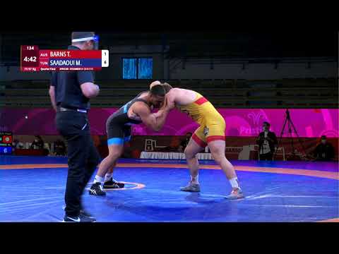 1/4 FS - 97 kg: T. BARNS (AUS) v. M. SAADAOUI (TUN)