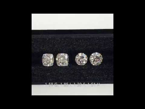 Loose Round Brilliant and Cushion Modified Diamonds Comparison 1.20-1.85ct