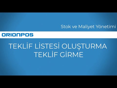 Teklif Listesi Oluşturma Teklif Girme