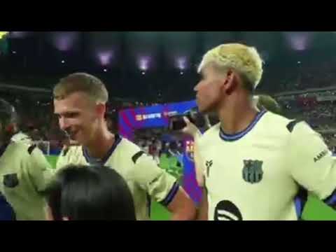 Cameraman did Lamine Yamal dirty after he got the kiss. Yamal did everything to hold in his laugh 