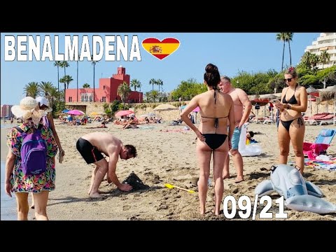 BENALMADENA MALAGA SPAIN BEACH WALK SEPTEMBER 2021, Hot Summer Beach Walk Updates 2021 [4K]