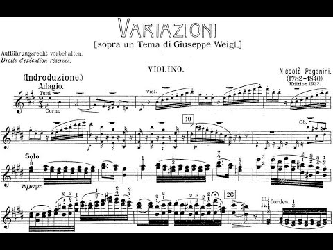 Sonata con Variazioni su un Tema di Joseph Weigl MS 47 By Niccolò Paganini (With Score)