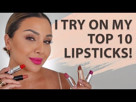 I TRY ON MY TOP 10 LIPSTICKS 2021 | NINA UBHI