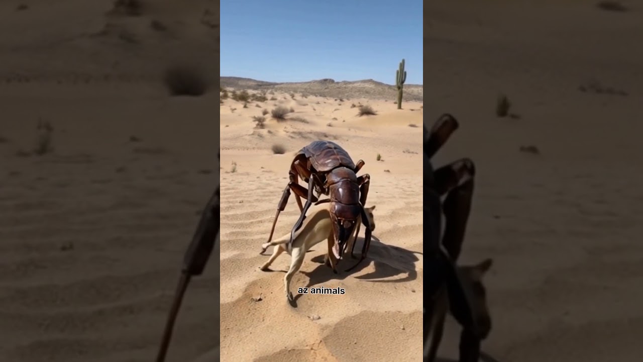 Scary insect attacks dog #animals #ai #short