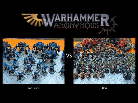 Warhammer 40k Battle Report Iron Hands vs Orks.  Arks Of Omens 2000 point GT mission.