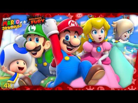 Super Mario 3D World for Switch ⁴ᴷ Full Playthrough (All Green Stars & Stamps) 4-Player
