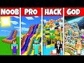 Minecraft Battle: NOOB vs PRO vs HACKER vs GOD! AQUA WATERPARK BUILD CHALLENGE in Minecraft